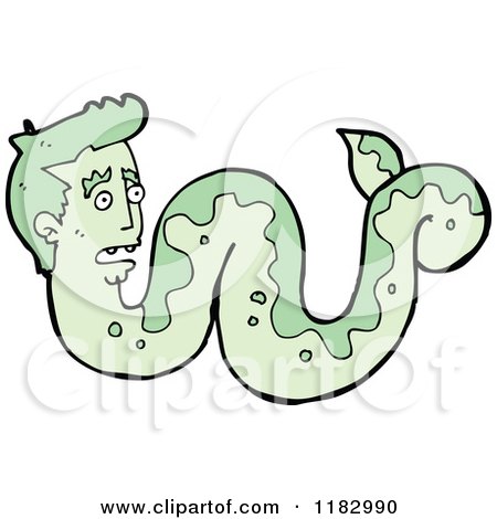 Cartoon of a Snake Man Monster - Royalty Free Vector Illustration by lineartestpilot