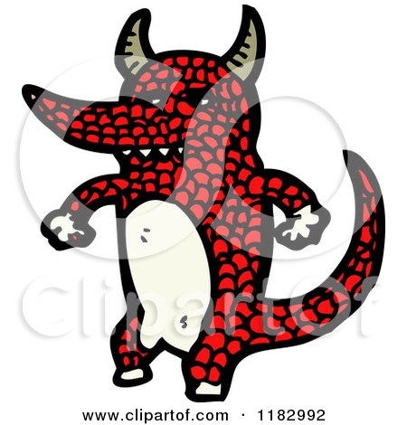 Cartoon of a Horned Dragon Monster - Royalty Free Vector Illustration by lineartestpilot