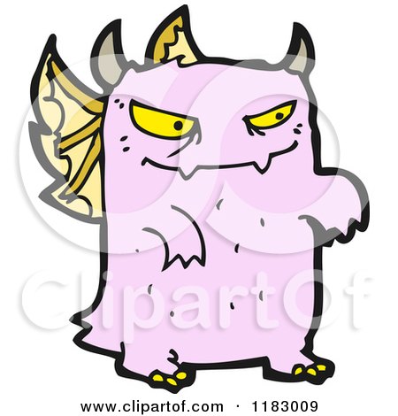 Cartoon of a Horned Monster - Royalty Free Vector Illustration by lineartestpilot