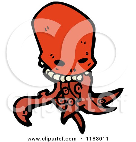 Cartoon of a Skull Head Octopus Monster - Royalty Free Vector Illustration by lineartestpilot