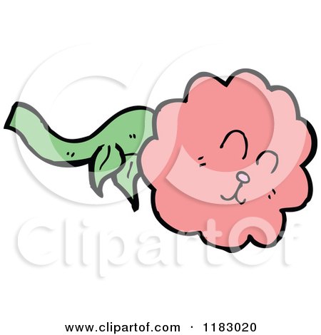 Cartoon of a Pink Flower Sleeping - Royalty Free Vector Illustration by lineartestpilot
