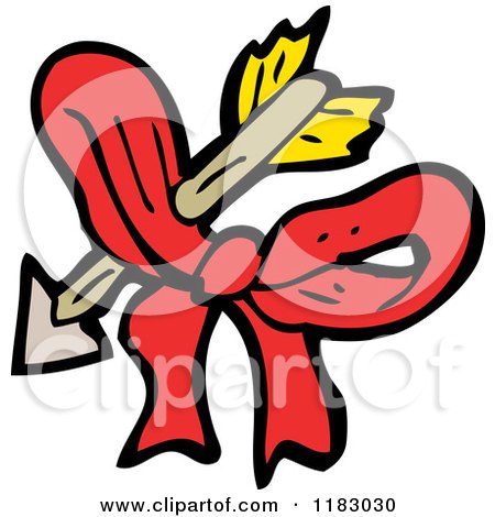 Cartoon of a Ribbon Tied in a Bow with an Arrow - Royalty Free Vector Illustration by lineartestpilot