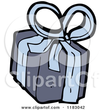 Cartoon of a Wrapped Gift - Royalty Free Vector Illustration by lineartestpilot