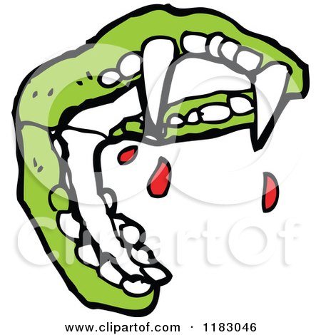 Cartoon of Green Vampire Fangs - Royalty Free Vector Illustration by lineartestpilot