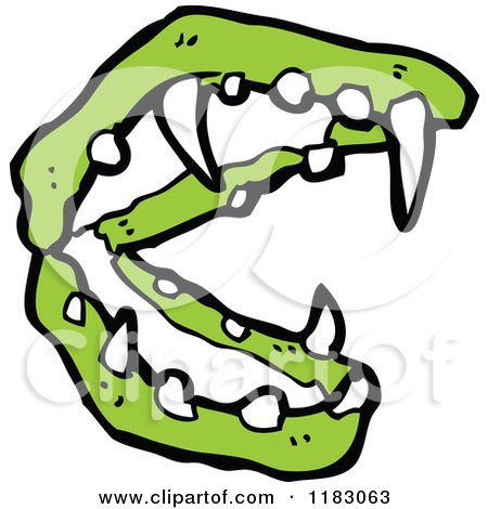 Cartoon of Green Vampire Fangs - Royalty Free Vector Illustration by lineartestpilot