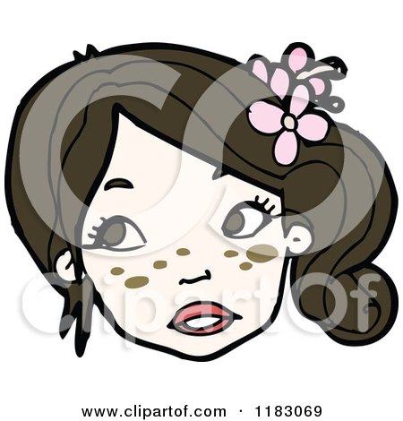 Cartoon of the Head of a Girl - Royalty Free Vector Illustration by lineartestpilot