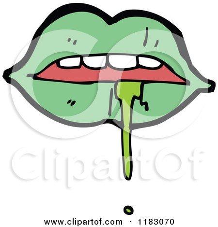 Cartoon of Drooling Green Lips - Royalty Free Vector Illustration by lineartestpilot