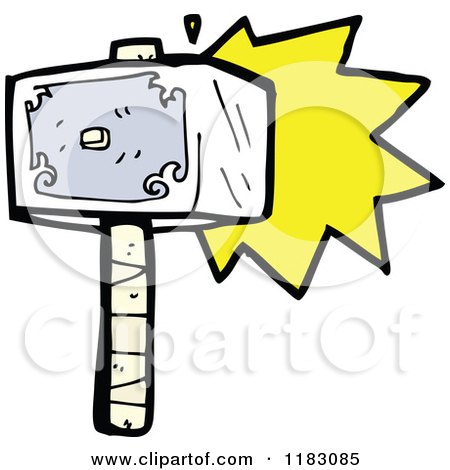 Cartoon of a Striking Hammer - Royalty Free Vector Illustration by lineartestpilot