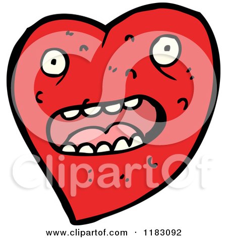 Cartoon of a Red Heart with a Face - Royalty Free Vector Illustration by lineartestpilot