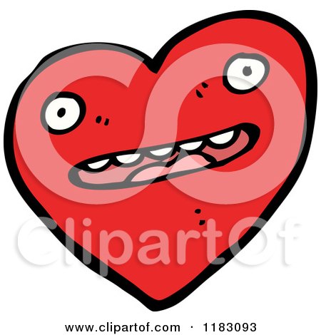 Cartoon of a Red Heart with a Face - Royalty Free Vector Illustration by lineartestpilot