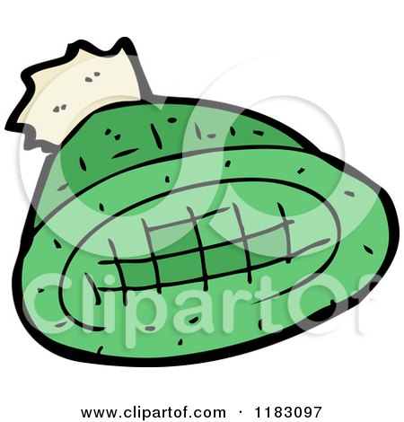 Cartoon of a Green Wool Cap - Royalty Free Vector Illustration by lineartestpilot