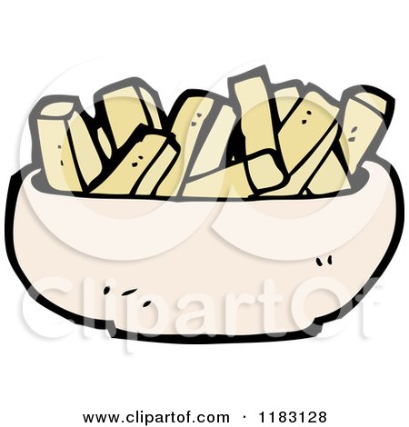 Cartoon of a Bowl of French Fries - Royalty Free Vector Illustration by lineartestpilot