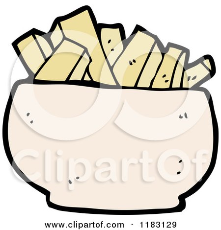 Cartoon of a Bowl of French Fries - Royalty Free Vector Illustration by lineartestpilot