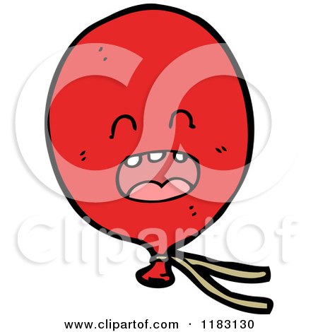 Cartoon of a Red Balloon with a Face - Royalty Free Vector Illustration by lineartestpilot