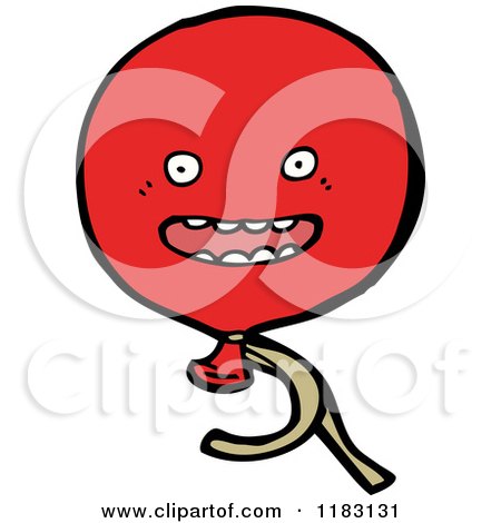 Cartoon of a Red Balloon with a Face - Royalty Free Vector Illustration by lineartestpilot