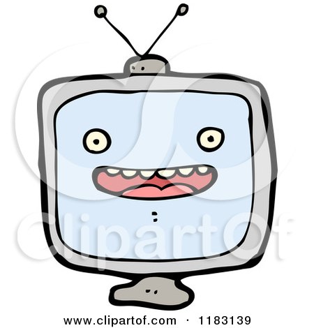 Cartoon of a Television with a Face - Royalty Free Vector Illustration by lineartestpilot