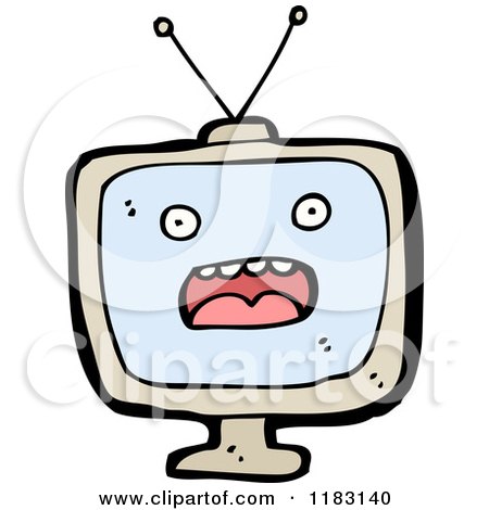 Cartoon of a Television with a Face - Royalty Free Vector Illustration by lineartestpilot