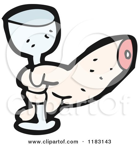 Cartoon of a Dismembered Arm Holding a Wine Glass - Royalty Free Vector Illustration by lineartestpilot
