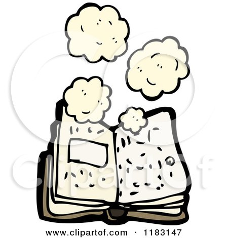 Cartoon of a Book Thinking - Royalty Free Vector Illustration by lineartestpilot