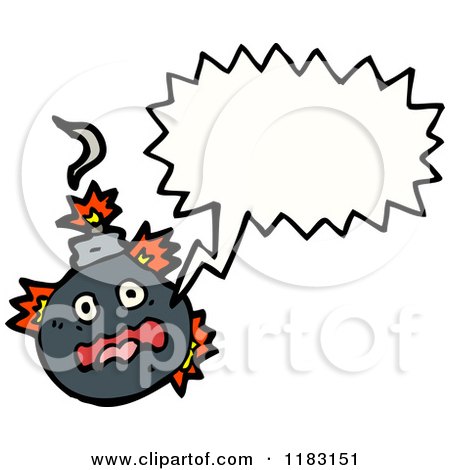 Cartoon of a Cannonball Speaking - Royalty Free Vector Illustration by lineartestpilot