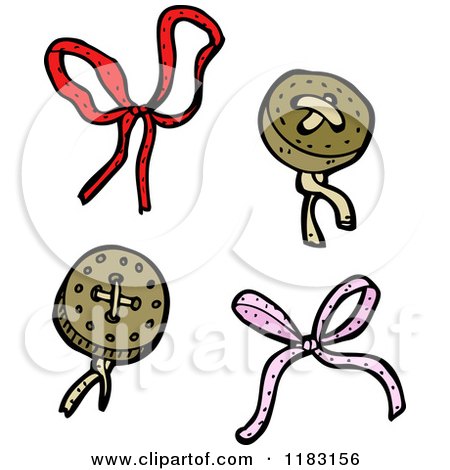 Cartoon of Buttons and Bows - Royalty Free Vector Illustration by lineartestpilot