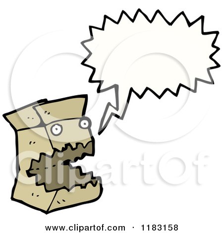 Cartoon of a Cardboard Box with a Face Speaking - Royalty Free Vector Illustration by lineartestpilot
