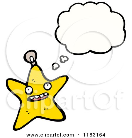 Cartoon of a Christmas Star Ornament Thinking - Royalty Free Vector Illustration by lineartestpilot