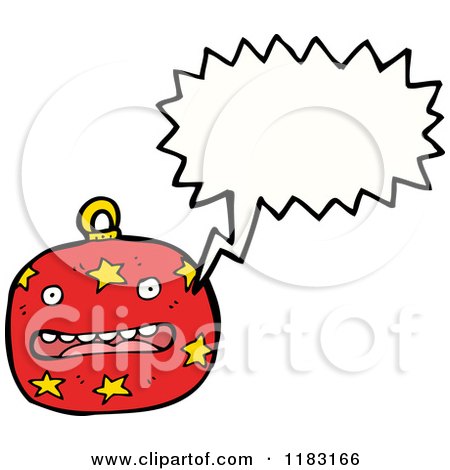 Cartoon of a Christmas Ornament Speaking - Royalty Free Vector Illustration by lineartestpilot