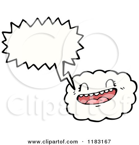 Cartoon of a Cloud with a Face Speaking - Royalty Free Vector Illustration by lineartestpilot