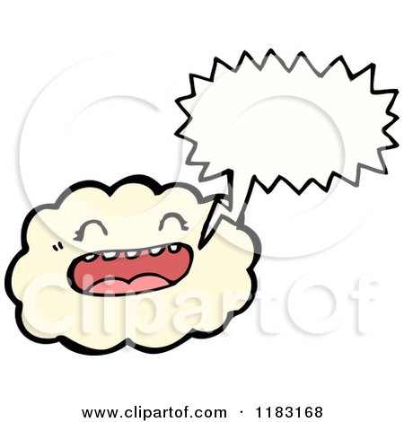 Cartoon of a Cloud with a Face Speaking - Royalty Free Vector Illustration by lineartestpilot