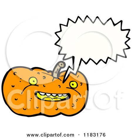Cartoon of a Jack-o-Lantern Speaking - Royalty Free Vector Illustration by lineartestpilot