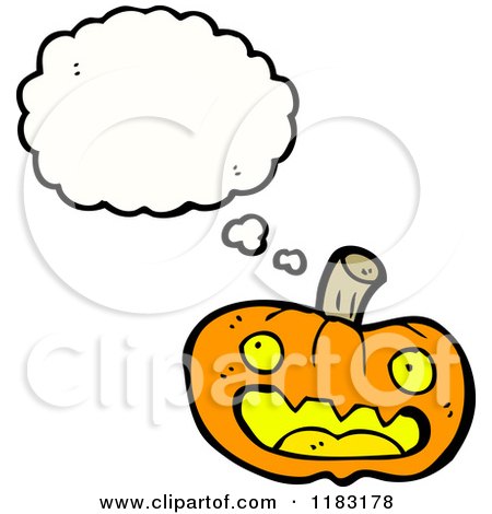 Cartoon of a Jack-o-Lantern Thinking - Royalty Free Vector Illustration by lineartestpilot