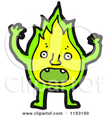 Cartoon of Flames with a Face - Royalty Free Vector Illustration by lineartestpilot