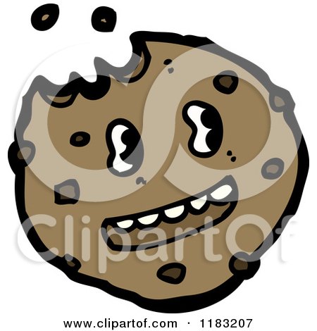 Cartoon of a Chocolate Chip Cookie with a Face - Royalty Free Vector Illustration by lineartestpilot