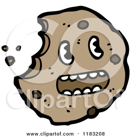 Cartoon of a Chocolate Chip Cookie with a Face - Royalty Free Vector Illustration by lineartestpilot