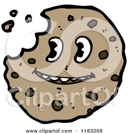 Cartoon of a Chocolate Chip Cookie with a Cookie - Royalty Free Vector Illustration by lineartestpilot