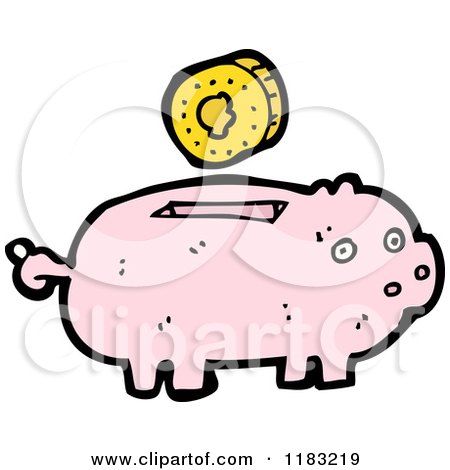 Cartoon of a Piggy Bank - Royalty Free Vector Illustration by lineartestpilot