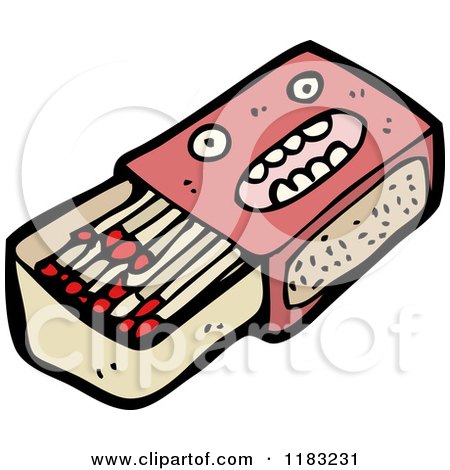 Cartoon of a Matchbox with a Face - Royalty Free Vector Illustration by lineartestpilot