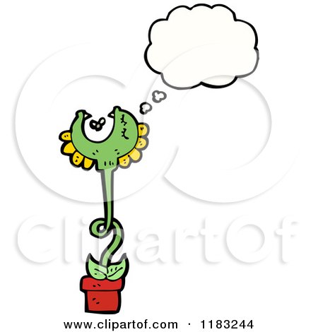 Cartoon of a Carnivorous Plant Thinking - Royalty Free Vector Illustration by lineartestpilot