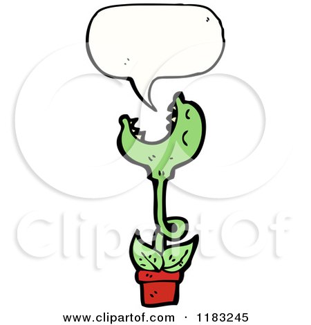 Cartoon of a Carnivorous Plant Speaking - Royalty Free Vector Illustration by lineartestpilot