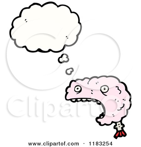 Cartoon of a Screaming Brain Thinking - Royalty Free Vector Illustration by lineartestpilot