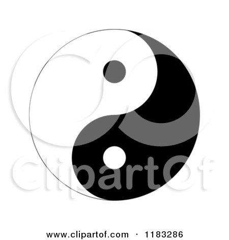 Clipart of a Black and White Yin Yang - Royalty Free Illustration by oboy
