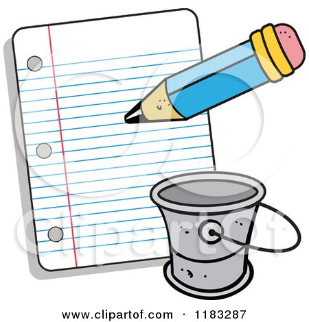 Cartoon of a Pencil Writing a Bucket List - Royalty Free Vector Clipart by Johnny Sajem