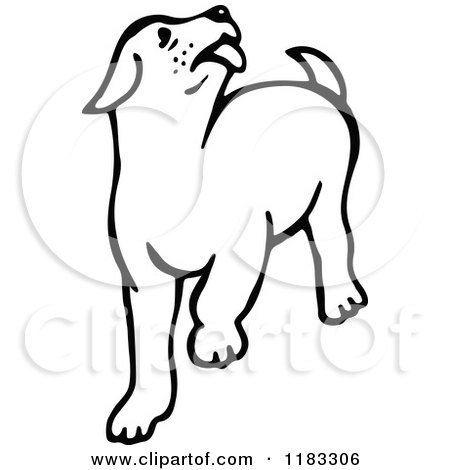 Clipart of a Black and White Dog Licking the Air - Royalty Free Vector Illustration by Prawny