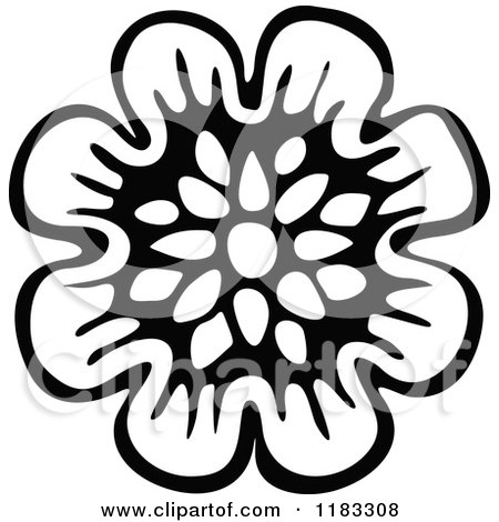 Clipart of a Black and White Flower - Royalty Free Vector Illustration by Prawny