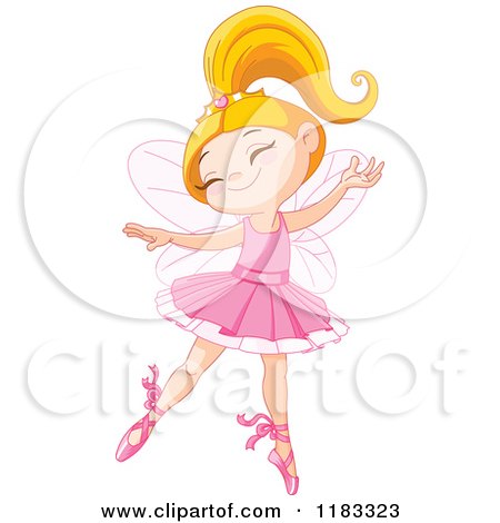 Cartoon of a Happy Fairy Ballerina Dancing - Royalty Free Vector Clipart by Pushkin