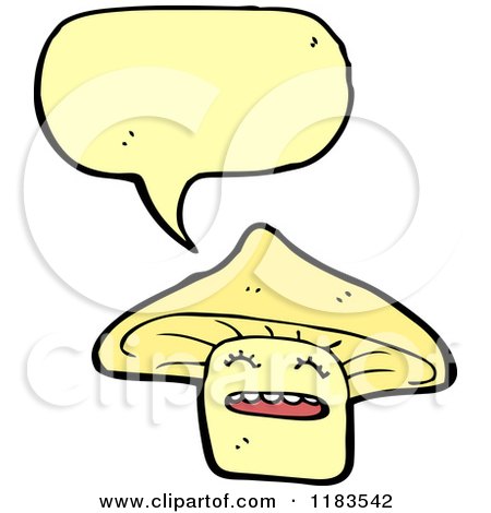 Cartoon of a Mushroon Speaking - Royalty Free Vector Illustration by lineartestpilot