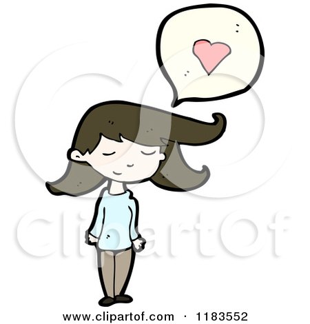 Cartoon of a Woman Thinking About Love, - Royalty Free Vector Illustration by lineartestpilot