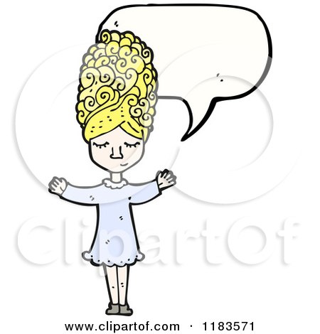 Cartoon of a Woman with Fancy Hair Speaking - Royalty Free Vector Illustration by lineartestpilot