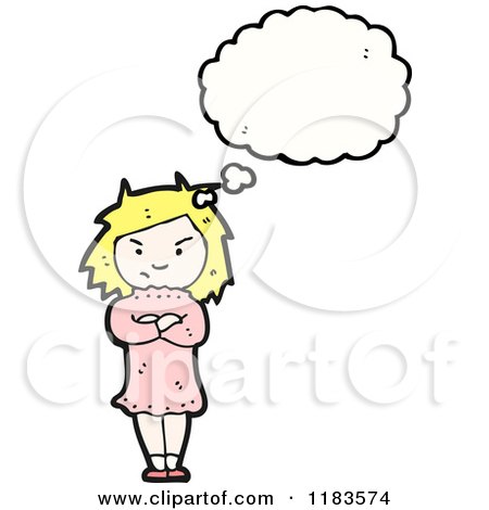 Cartoon of an Angey Woman Thinking - Royalty Free Vector Illustration by lineartestpilot